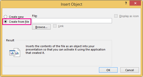 ppt insert object choose file